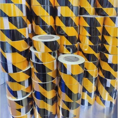 Adhesive PE Protective Film Black Yellow Warning Tape ISO9001 SGS CE ROHS Approved