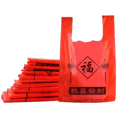 Medium Reusable Plastic Vest Carrier Bags HDPE LDPE Colored T Shirt Bags