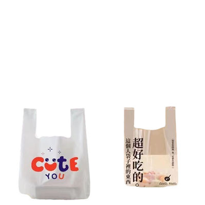 Virgin PE Printed Plastic Vest Carrier Bags Custom Size For Shopping
