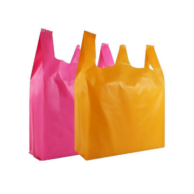 Virgin PE Printed Plastic Vest Carrier Bags Custom Size For Shopping