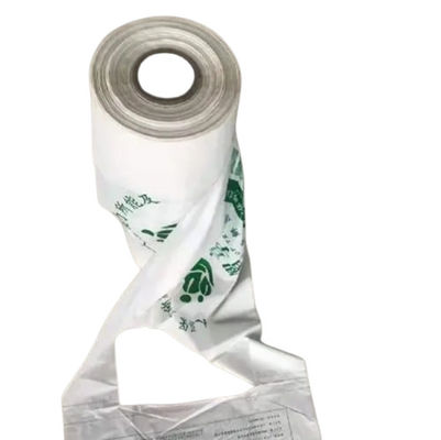 PBAT PLA Corn Starch Biodegradable Shopping Bags Custom Size White Green Color