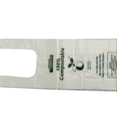 PBAT PLA Corn Starch Biodegradable Shopping Bags Custom Size White Green Color