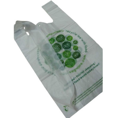 Reusable Plastic Biodegradable Shopping Bags For Grocery White Green Color