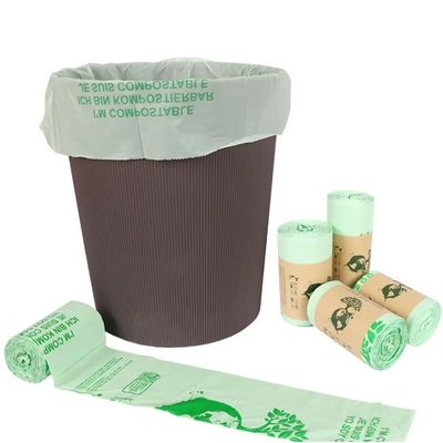 Biodegradable PLA Garbage Bin Liner On Roll Printable Green Color